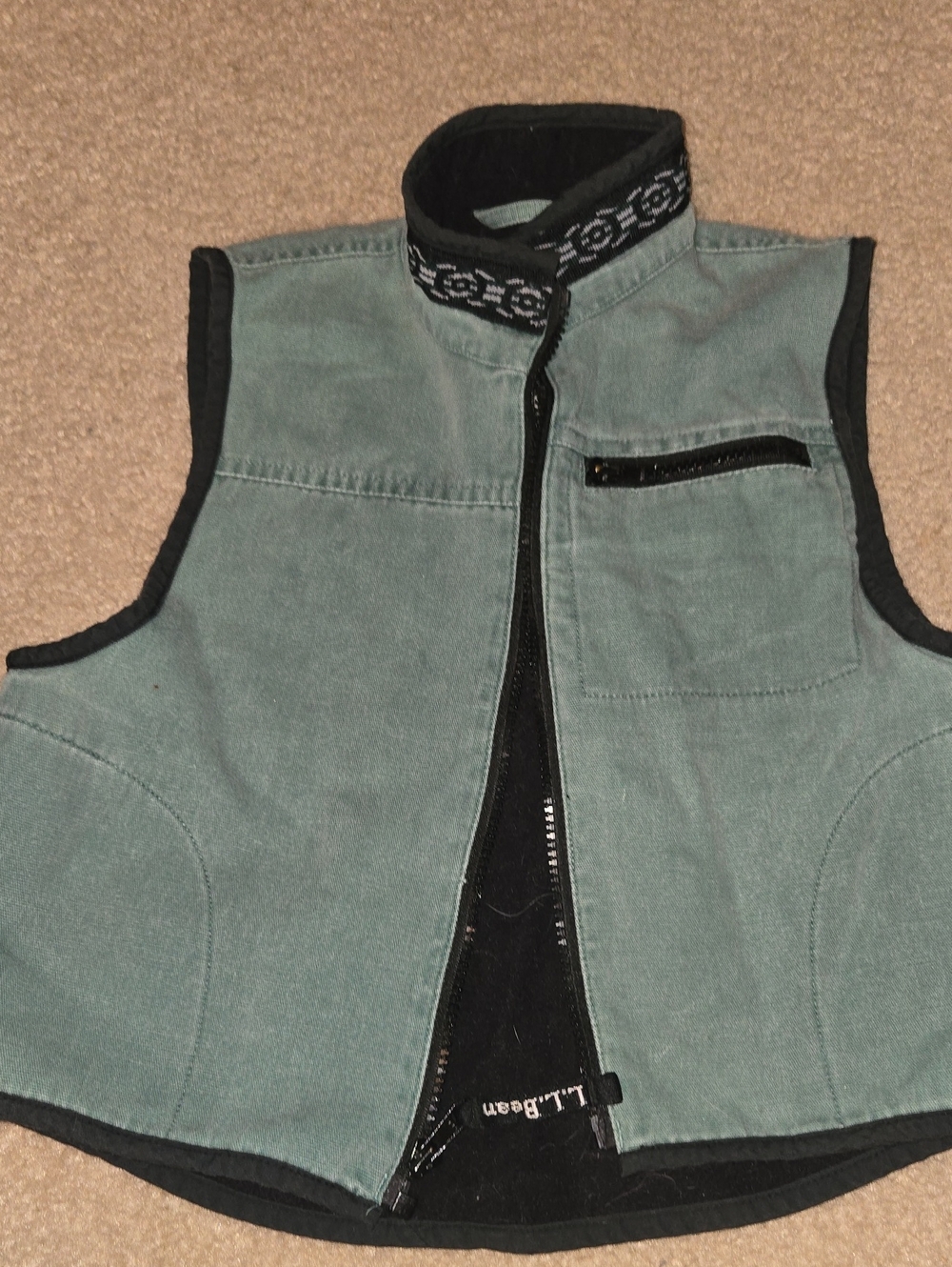 L.L. Bean Kids' Teal and Black Fleece-Lined Vest